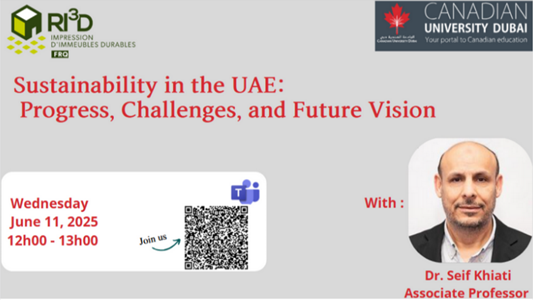 Dr. Seif Khiati as guest speaker at a CUD School of Engineering and Applied Sciences event on sustainability