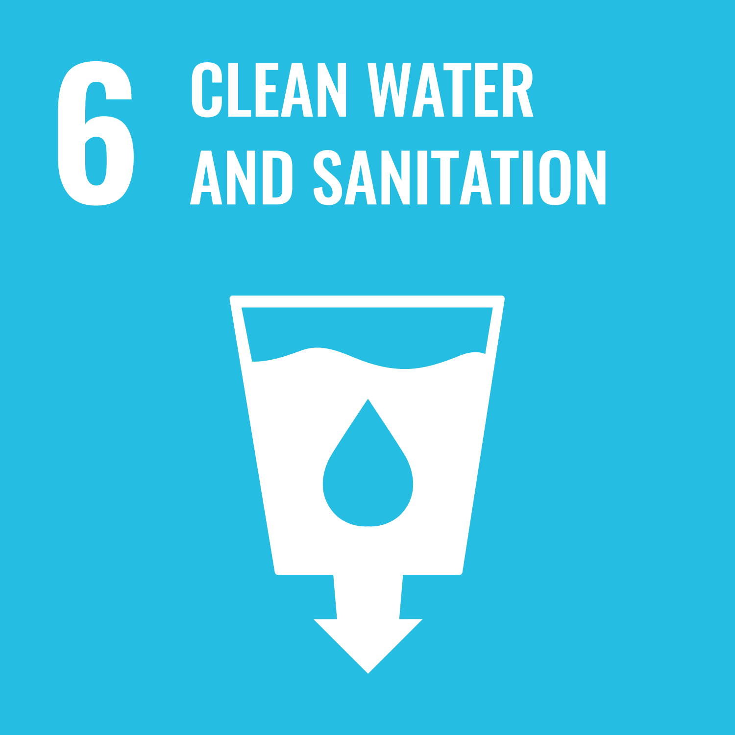SDG 6: Ensure availability and sustainable management of water and sanitation for all (United Nations Sustainable Development Goal 6 icon)