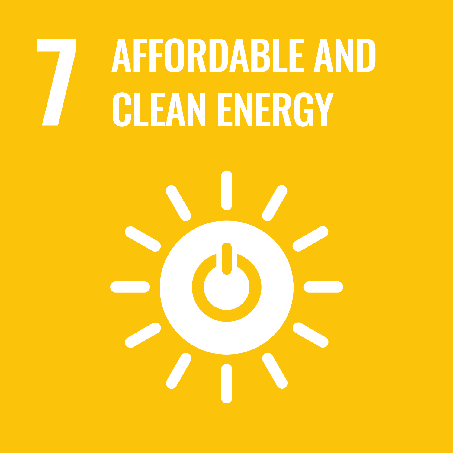 SDG 7: Ensure access to affordable, reliable, sustainable and modern energy for all (United Nations Sustainable Development Goal 7 icon)
