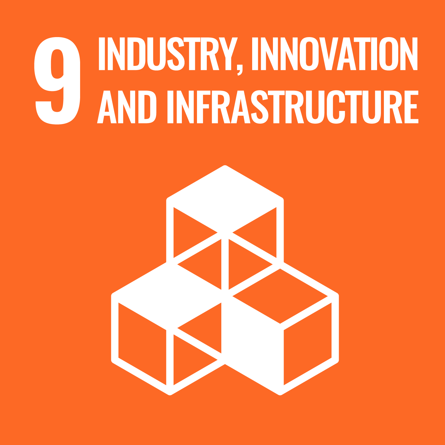 SDG 9: Build resilient infrastructure, promote inclusive and sustainable industrialization and foster innovation (United Nations Sustainable Development Goal 9 icon)
