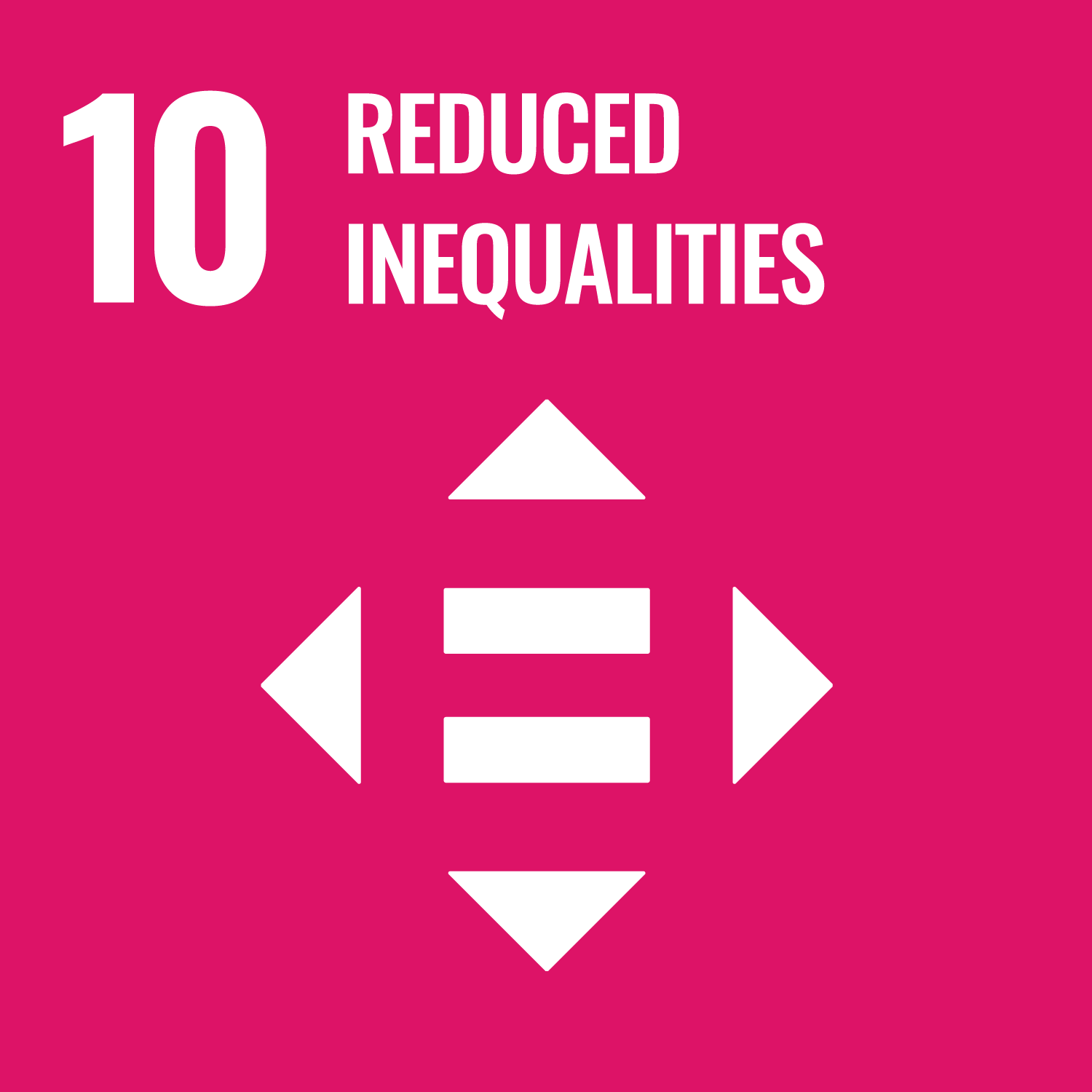 SDG 10: Reduce inequality within and among countries (United Nations Sustainable Development Goal 10 icon)