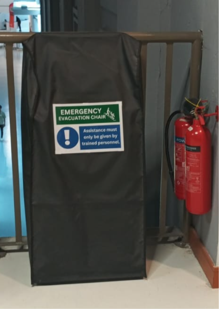 Evacuation chairs in HUB Building
